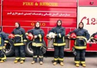 مانور دختران داوطلب آتش‌نشان در قم