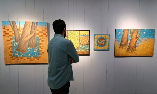 نمایشگاه نقاشی «نقش آبی خیال» در قم برپا شد +تصاویر